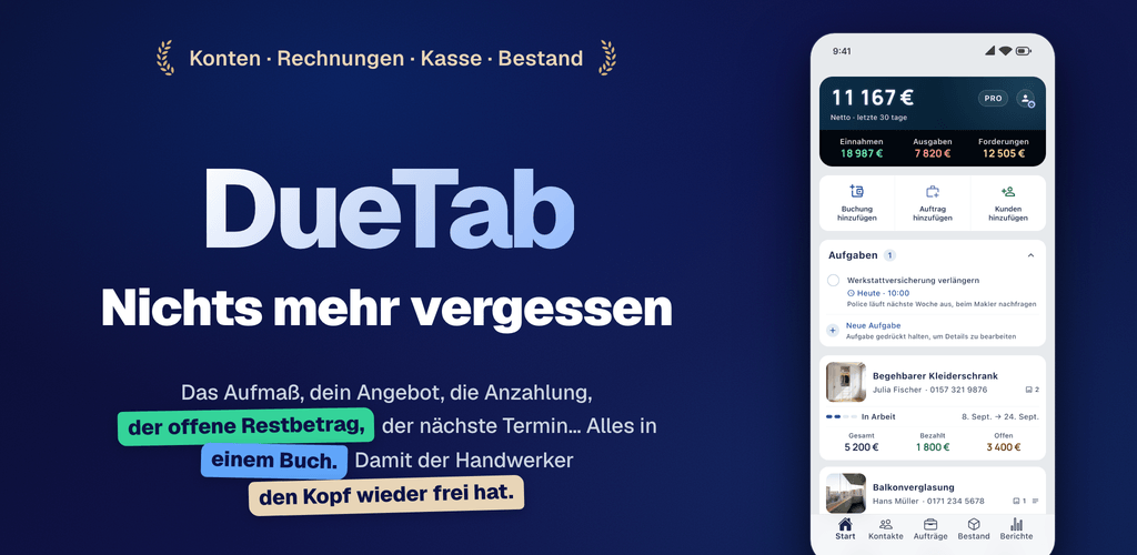 DueTab: Mobile App · iOS und Android