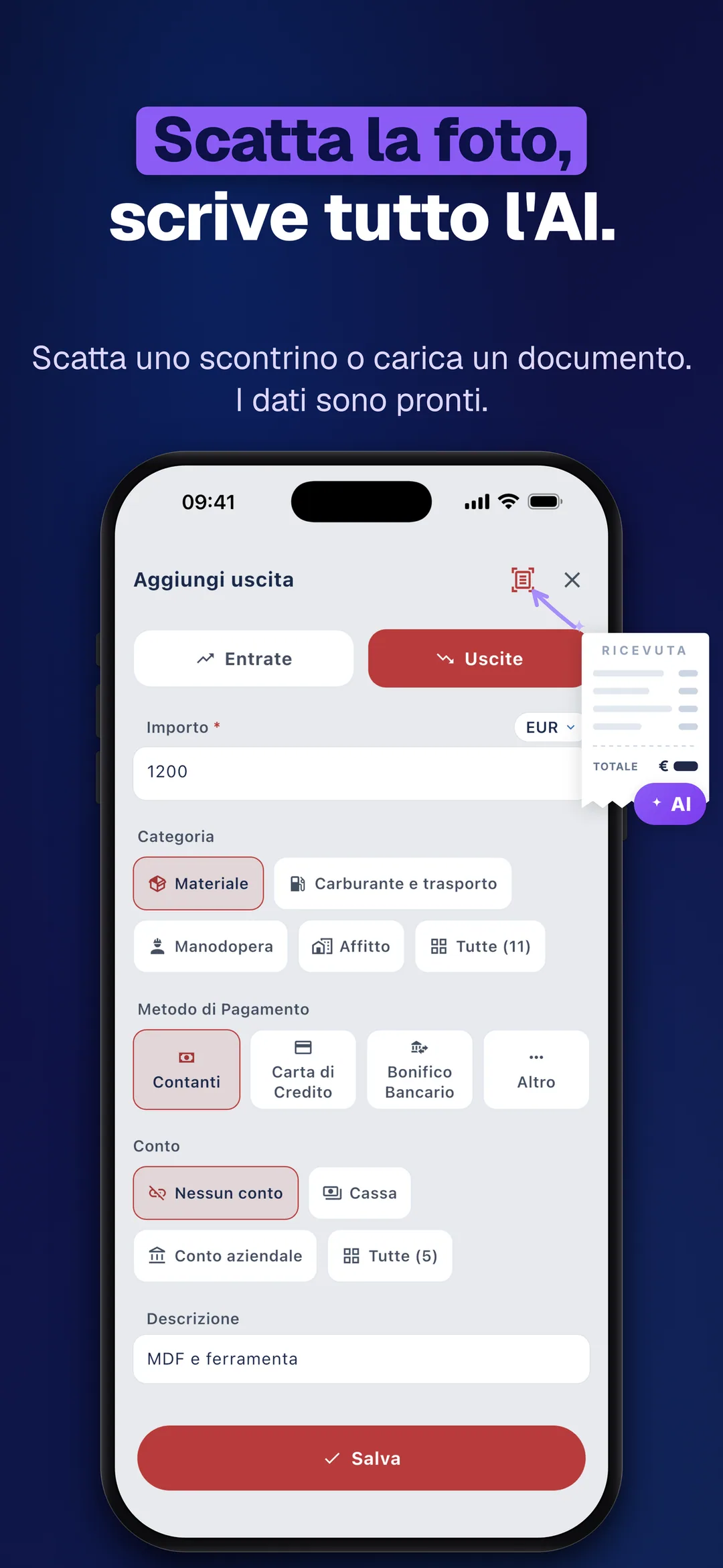 DueTab: Conto Clienti — Scatta la foto, scrive tutto l'AI.